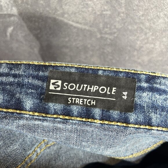 Mens South Pole Jeans Stretch Ribbed Distressed Moto Acid Wash Size 44 (46Wx32L) - Picture 10 of 12